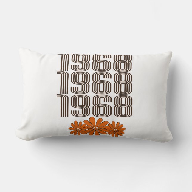 Almofada Lombar Sinal de Paz Orange Hippy Flower Power de 1968 (Frente)
