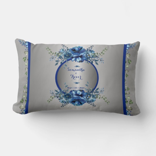 Almofada Lombar Sinfonia Petal Azul E Prata (Frente)