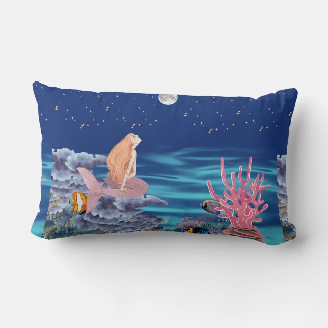 Almofada Lombar sirena mirando la luna (Verso)