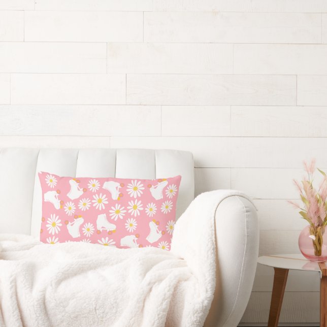 Almofada Lombar Skates Florais Padrões de Pista de Pé Noivado Rosa (Sofá)