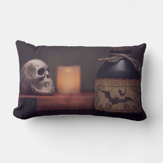 Almofada Lombar Skull e Jug do Halloween Spooky (Frente)