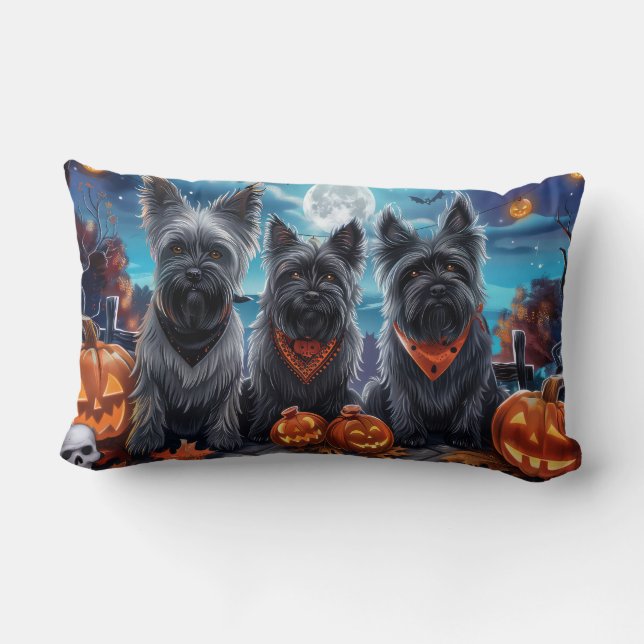 Almofada Lombar Skye Terrier Halloween Assustador  (Verso)