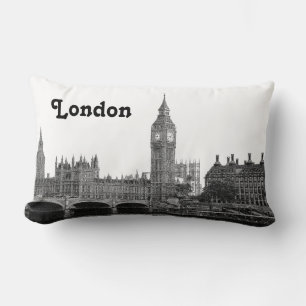 Almofada Lombar Skyline BRITÂNICA de Londres Inglaterra gravada