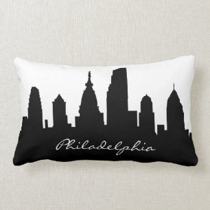 Almofada Lombar Skyline preto e branco de Philadelphfia