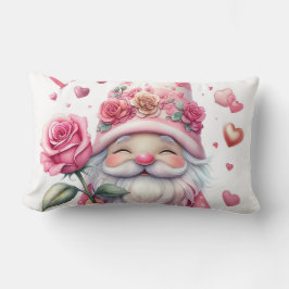 Almofada Lombar Smiling Gnome Holding a Pink Rose 