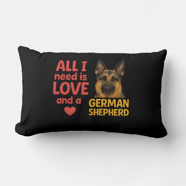 Almofada Lombar Só preciso de amor e German shepherd (Frente)