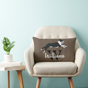 Almofada Lombar Sobrenome de Monograma de Boston Terrier Dog Breed