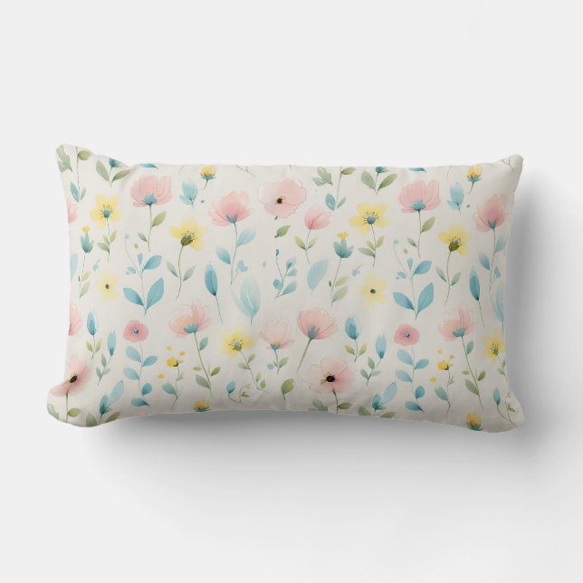 Almofada Lombar soft watercolor meadow blossoms (Frente)