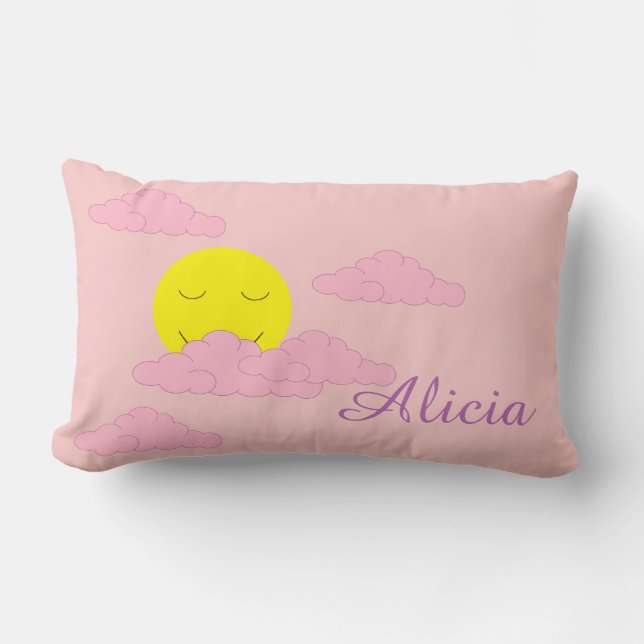 Almofada Lombar Sol no Céu enevoado: Rosa Claro (Frente)