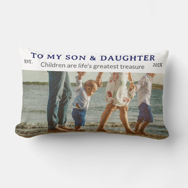 Almofada Lombar Son & Daughter Personalized Throw Pillow Gift (Frente)