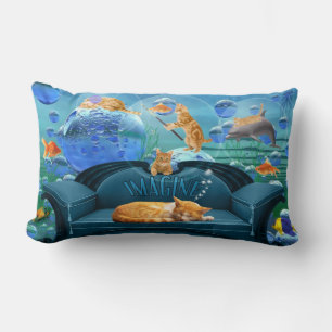 Almofada Lombar Sonhando Tabby Cat Underwater Fantasy