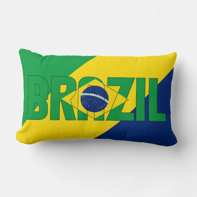 Almofada Lombar Sonhe em cores com a bandeira do Brasil (Frente)