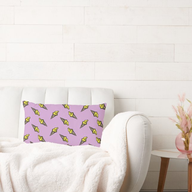 Almofada Lombar Sorvete amarelo em roxo (Sofá)