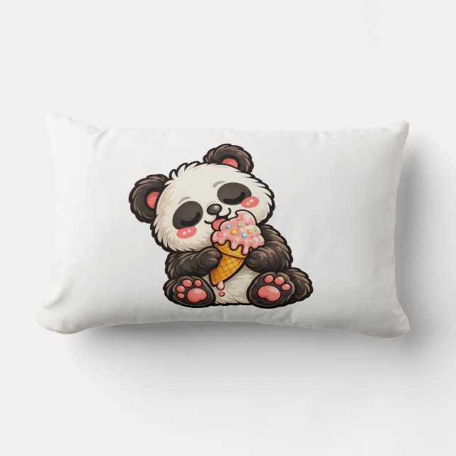 Almofada Lombar Sorvete de Panda Fofo (Frente)