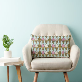 Almofada Lombar Sorvete ilustrado Cone Pastel