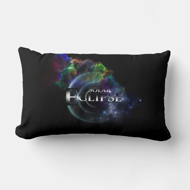 Almofada Lombar Spacescape de Arte Fractal do Eclipse Solar (Frente)