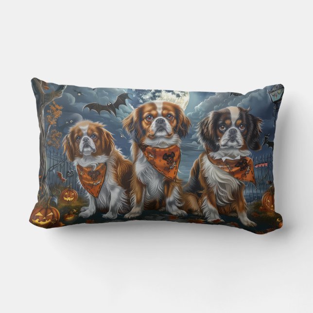 Almofada Lombar Spaniel Tibetano Halloween Assustador (Verso)