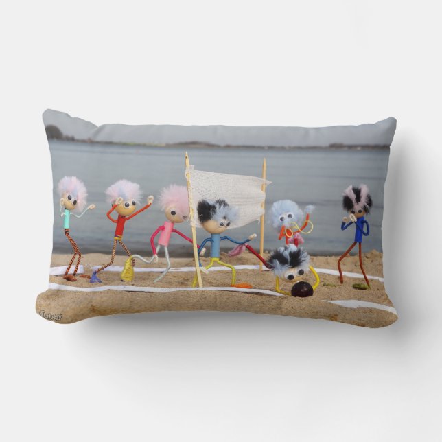 Almofada Lombar Sportieve Fubby poppetjes die op het strand spelen (Frente)