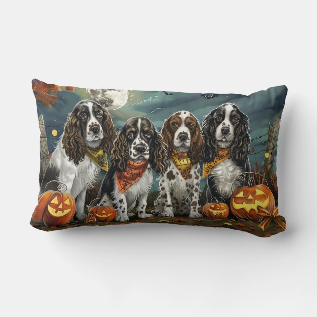 Almofada Lombar Springer Spaniel Halloween Assustador (Verso)