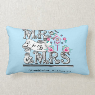 Almofada Lombar Sra. e Sra. Personalizada Gift de Casamento Lésbi