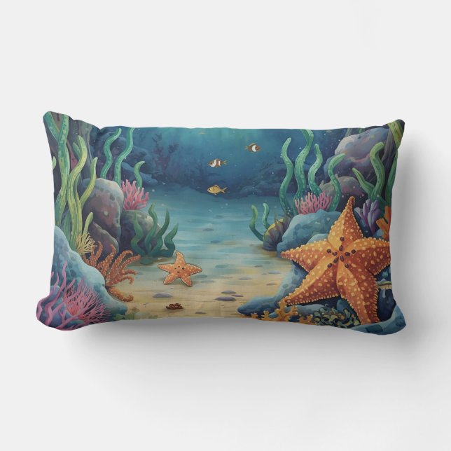 Almofada Lombar Starfish and Tropical Sea Life (Frente)