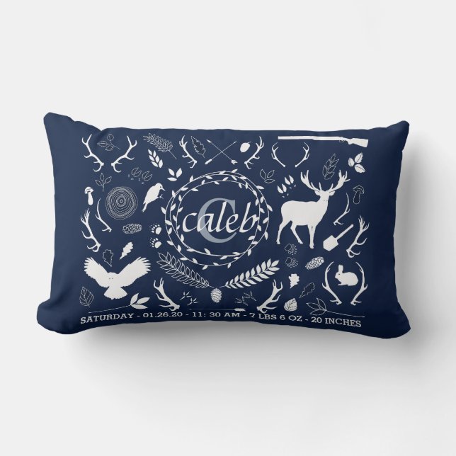 Almofada Lombar Stats personalizado do nascimento do berçário do (Frente)