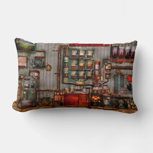 Almofada Lombar Steampunk - café - o fabricante de café da empresa (Frente)