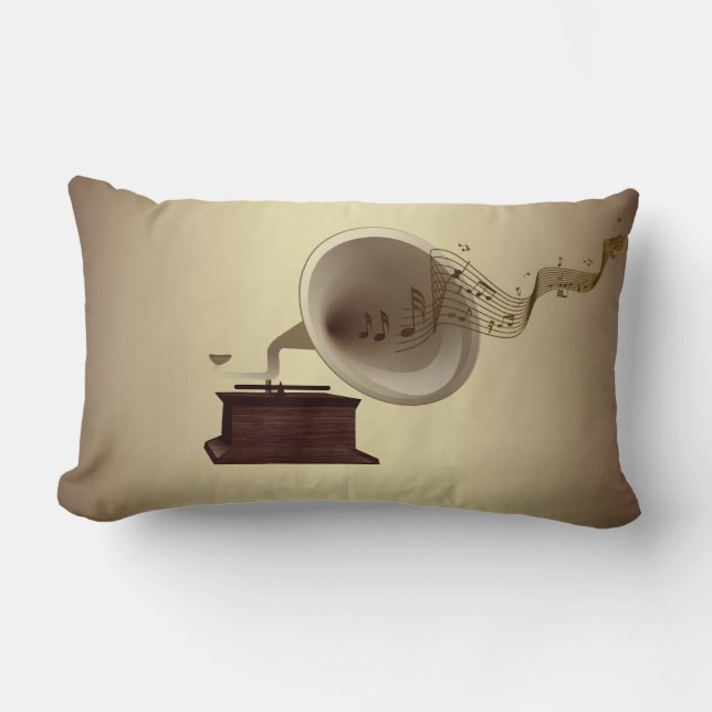 Almofada Lombar Streams de Música do Gramophone (Frente)