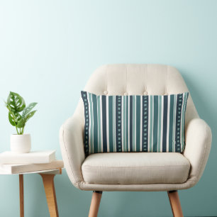 Almofada Lombar Stripes e cruzamentos em azul e verde