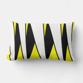 Almofada Lombar Stripes não paralelas, preto e branco em amarelo
