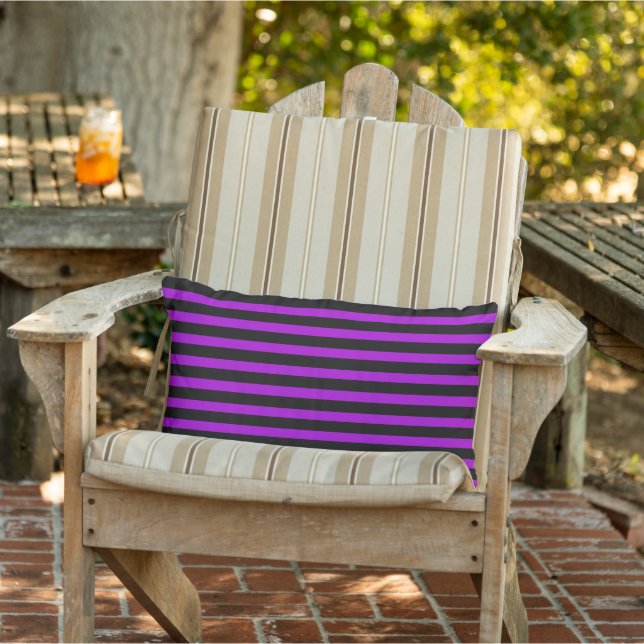 Almofada Lombar Stripes Roxo e Preto | (Cadeira)