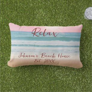 Almofada Lombar Summer Beach Design Cria sua própria família perso