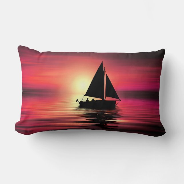 Almofada Lombar Sunset, Barco à vela no mar-39186 (Frente)