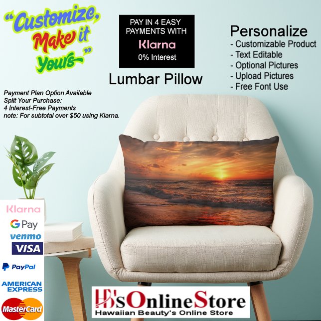Almofada Lombar Sunset Beach Polyester Lumbar Travesseiro 17 (Sunset Beach Polyester Lumbar Pillow 17.
)
