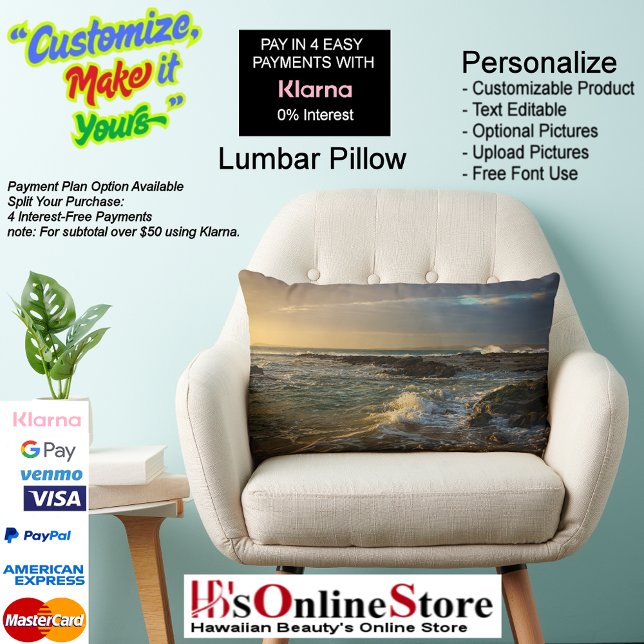 Almofada Lombar Sunset Beach Polyester Lumbar Travesseiro 22 (Sunset Beach Polyester Lumbar Pillow 22.)