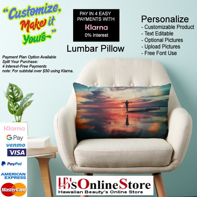 Almofada Lombar Sunset Beach Polyester Lumbar Travesseiro 34 (Sunset Beach Polyester Lumbar Pillow 34.)
