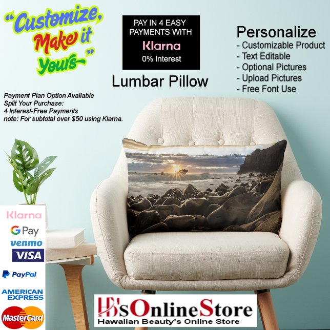 Almofada Lombar Sunset Beach Polyester Lumbar Travesseiro 35 (Sunset Beach Polyester Lumbar Pillow 35.)