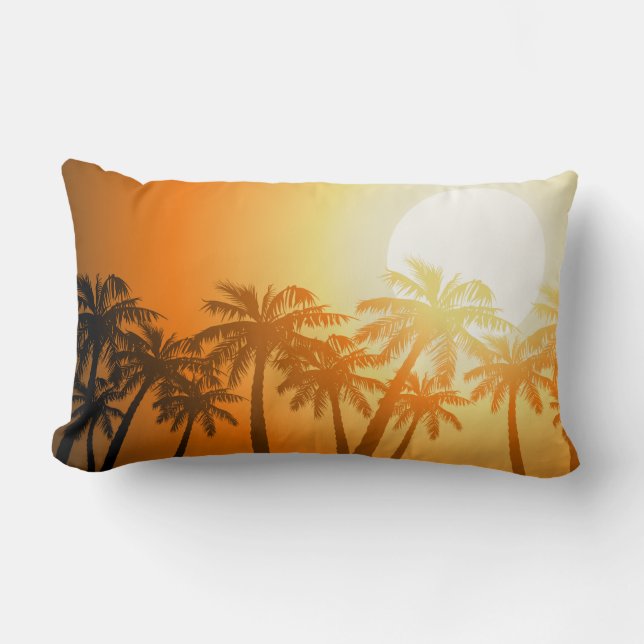 Almofada Lombar Sunset de praia tropical (Frente)