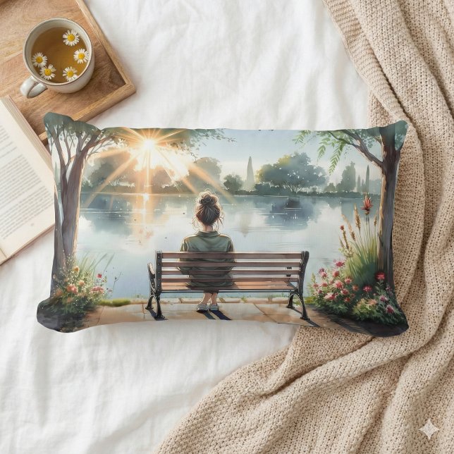Almofada Lombar Sunset Reflections Lake Scene (Sunset Reflections Lake Scene Lumbar Pillow Mockup A )