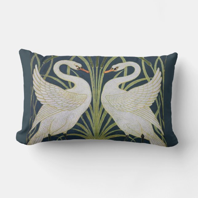 Almofada Lombar Swan Art Nouveau Dois Swans (Frente)