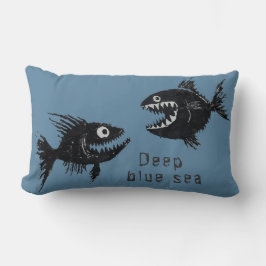 Almofada Lombar T-shirt Two scary fish, tattoo style, personalized