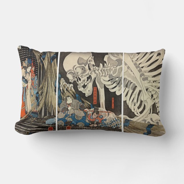 Almofada Lombar Takiyasha a bruxa e o espectro de esqueleto (Frente)