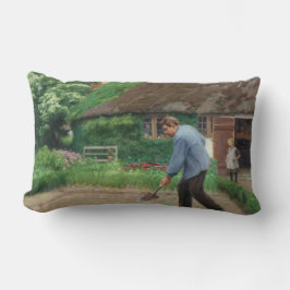 Almofada Lombar Tarde do trabalho no jardim (por H.A. Brendekilde)