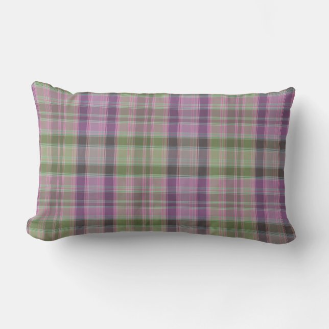 Almofada Lombar Tartan clássico verde lilac. (Frente)