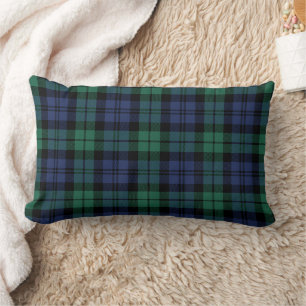 Almofada Lombar Tartan Plaid Verde Clássico Naval Preto Watch