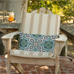 Almofada Lombar Taupe Brown Teal Green Blue Orient Arte Tribal