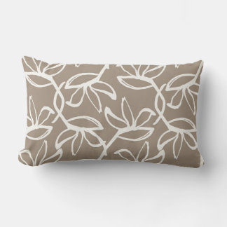 Almofada Lombar Taupe Floral Contemporânea