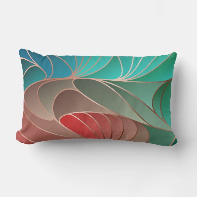Almofada Lombar Teal and Coral New Art Nouveau (Frente)