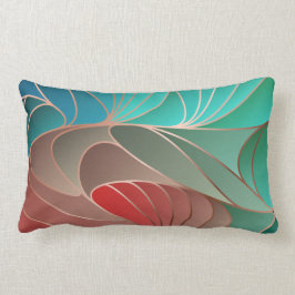 Almofada Lombar Teal and Coral New Art Nouveau
