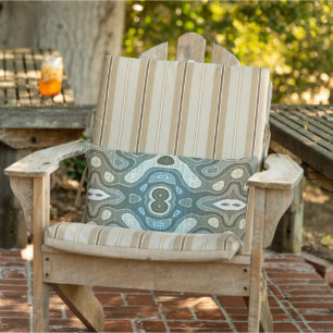 Almofada Lombar Teal Blue Cinza Verde Taupe Orient Arte Tribal